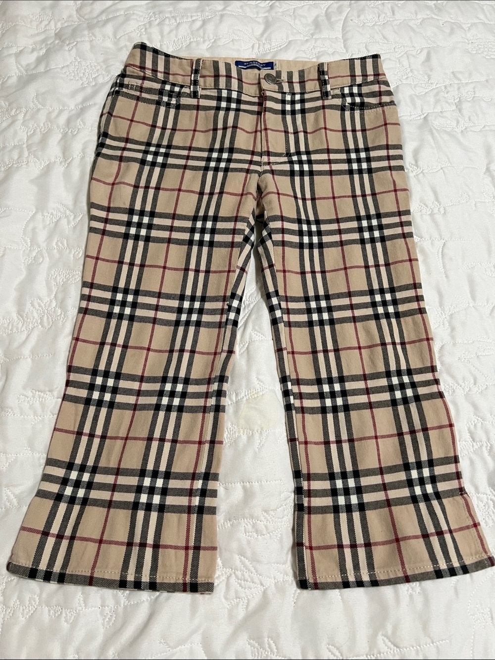 Burberry Beige Black Plaid Capri Pants
